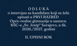 Upis u PRVI RAZRED Opće-realne gimnazije, u šk. 2026./2027. godini, II. UPISNI ROK