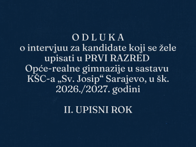 Upis u PRVI RAZRED Opće-realne gimnazije, u šk. 2026./2027. godini, II. UPISNI ROK