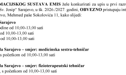O D L U K A o intervjuu za kandidate koji se žele upisati u PRVI RAZRED  Opće-realne gimnazije i Srednje medicinske škole u sastavu  KŠC-a „Sv. Josip“ Sarajevo, u šk. 2026./2027. godini