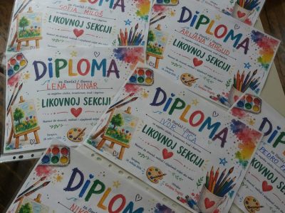 Diplome za članove Likovne sekcije i Malog zbora na Stupu