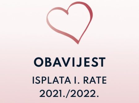 Isplata I. rate stipendija 2021./2022.